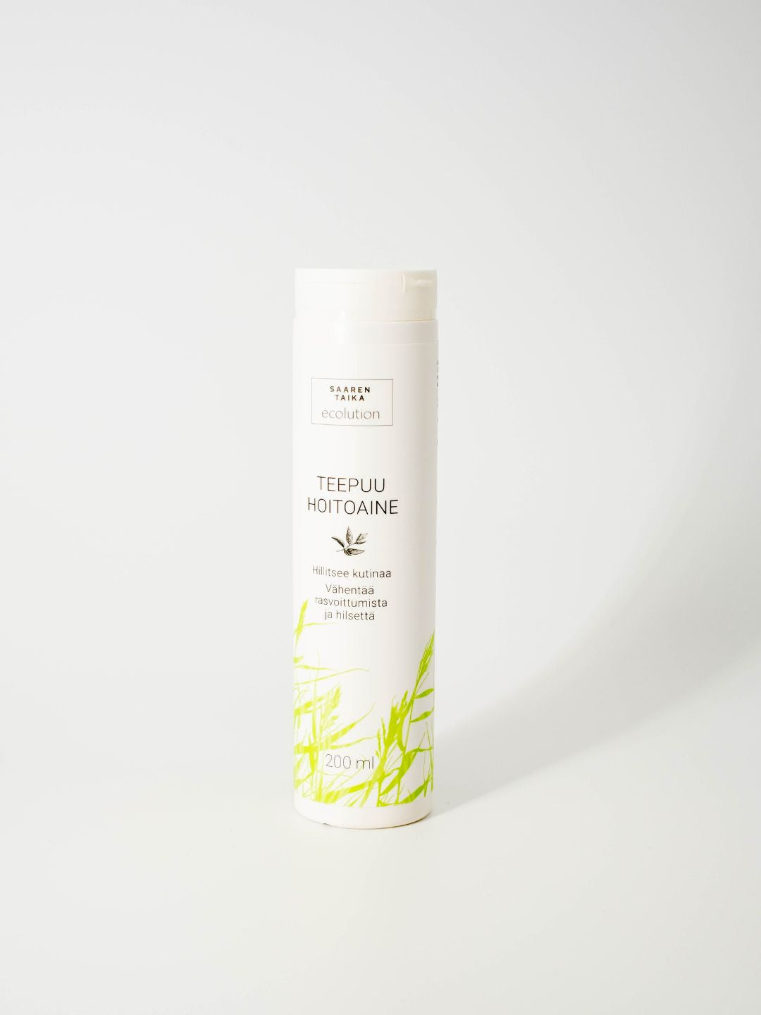 Nestemäinen Teepuuhoitoaine, hilseelle, kutiavalle päänahkalle, normaaleille ja rasvoittuville hiuksille, luonnollinen, silikoniton, parabeeniton, 200ml - Saaren Taika Ecolution