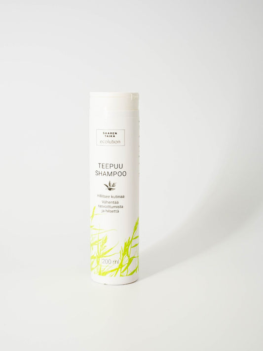 Nestemäinen Teepuushampoo, hilseelle, kutiavalle päänahkalle, normaaleille ja rasvoittuville hiuksille, luonnollinen, silikoniton, parabeeniton, 200ml - Saaren Taika Ecolution